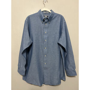 Vintage Sutter & Grant Men's L 16.5 Chambray Denim Button Up Casual Heavy Shirt